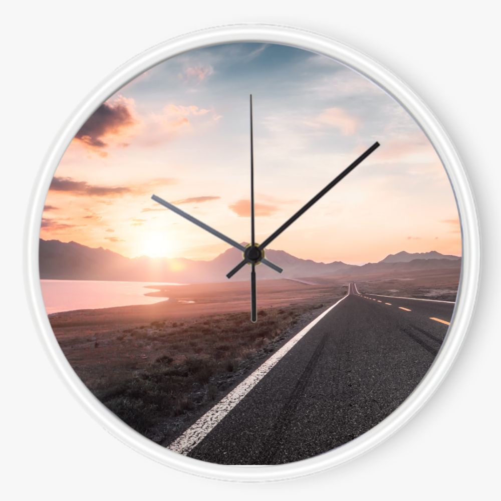Lake and Road Sunset 10 inch wall clock