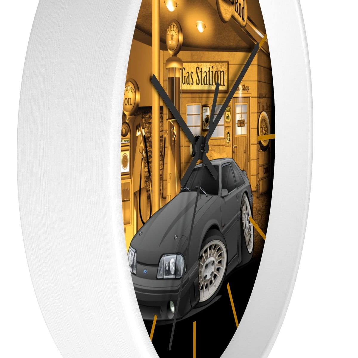 Fox Body Mustang Gas Station 3 Wall clock