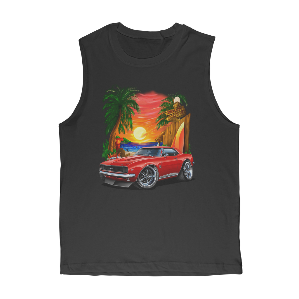 1967 Camaro SS Margaritaville Beach Car Art Premium Adult Muscle Top