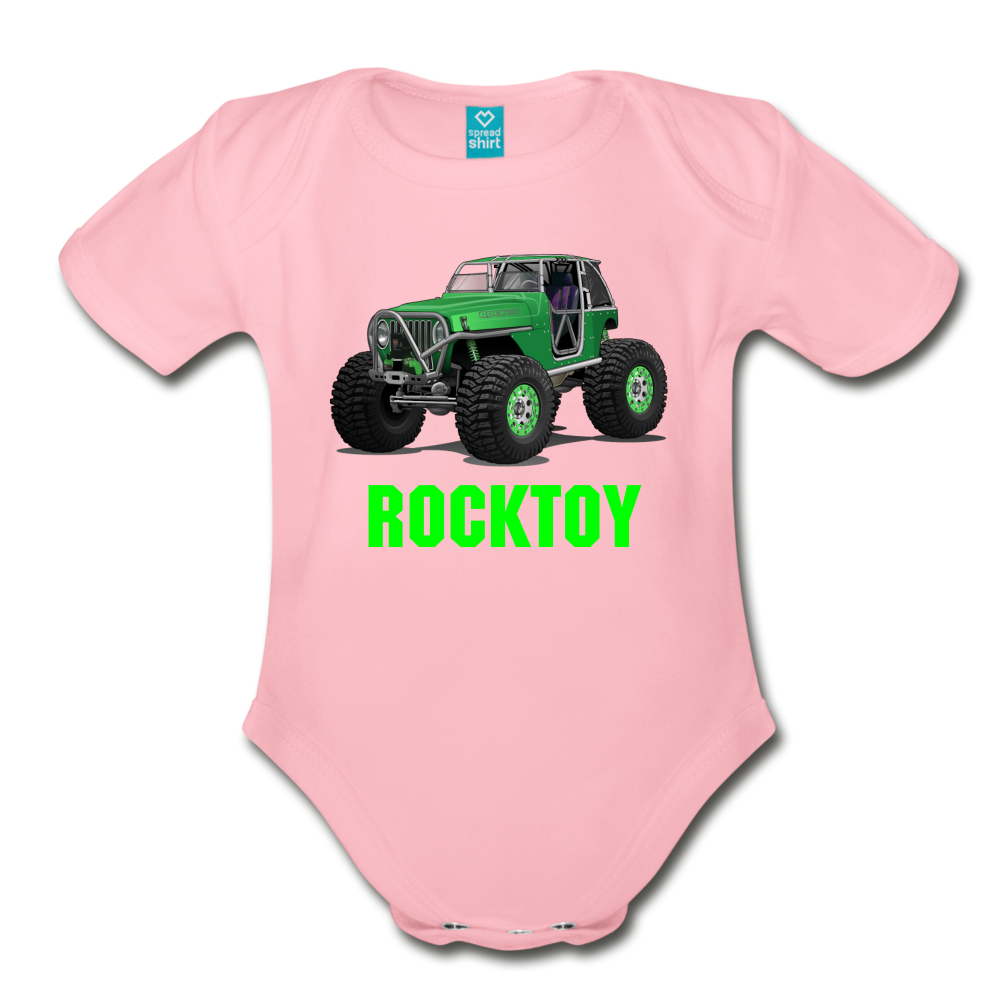 Organic Short Sleeve Baby Bodysuit - light pink