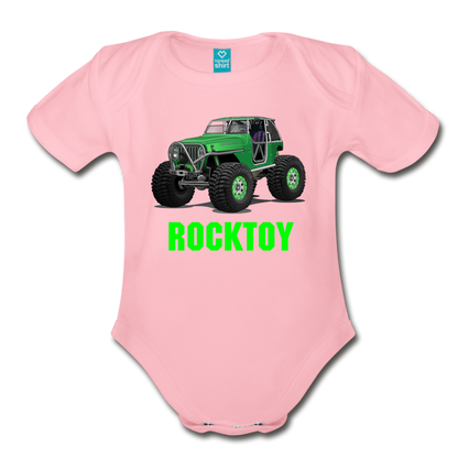 Organic Short Sleeve Baby Bodysuit - light pink