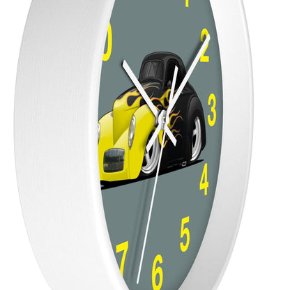 Yellow Flames Coupe Wall clock