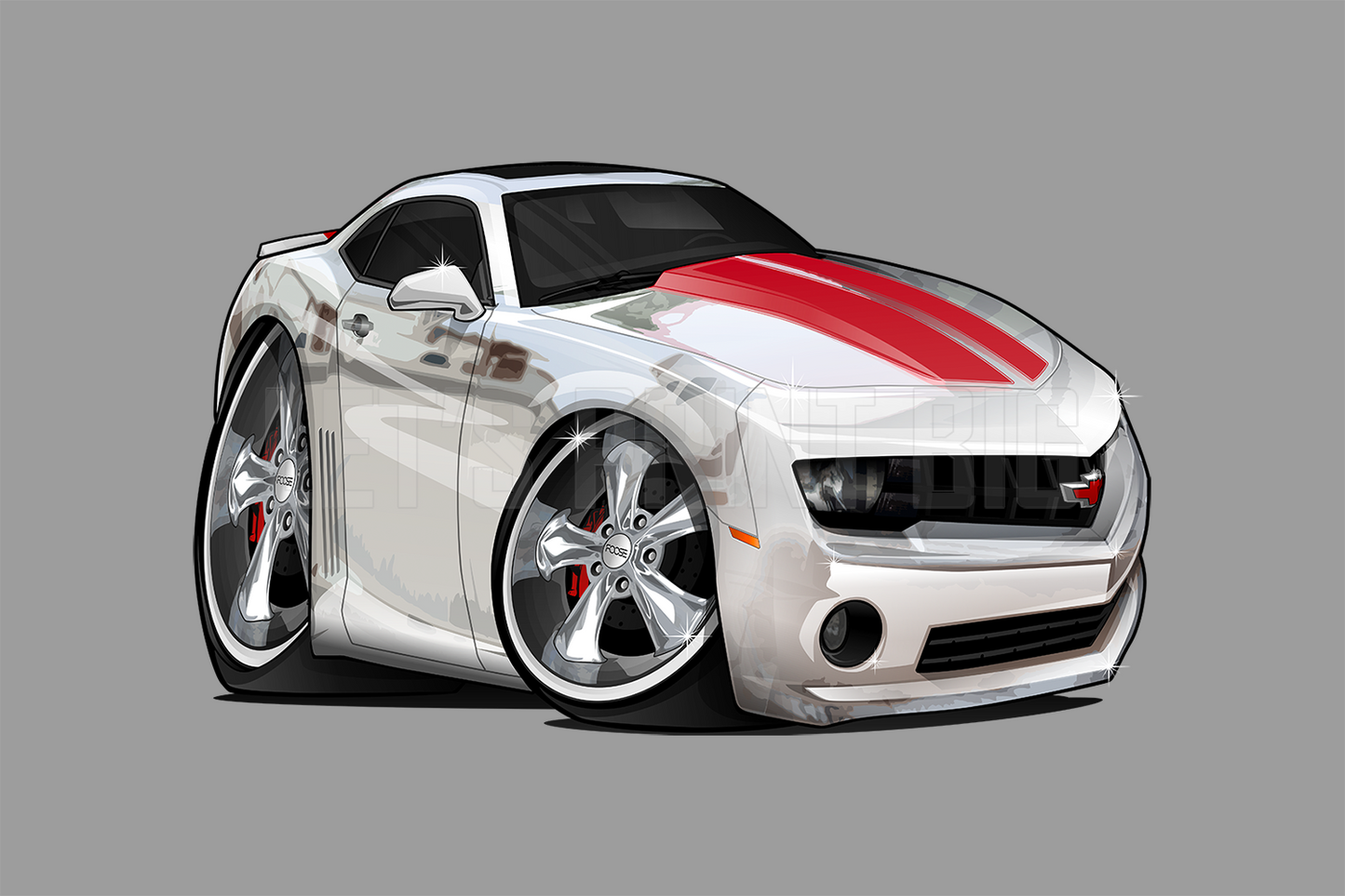 Car Art 5th Generation Camaro Chrome Vinyl Wrapped Cartoon Wall Decal