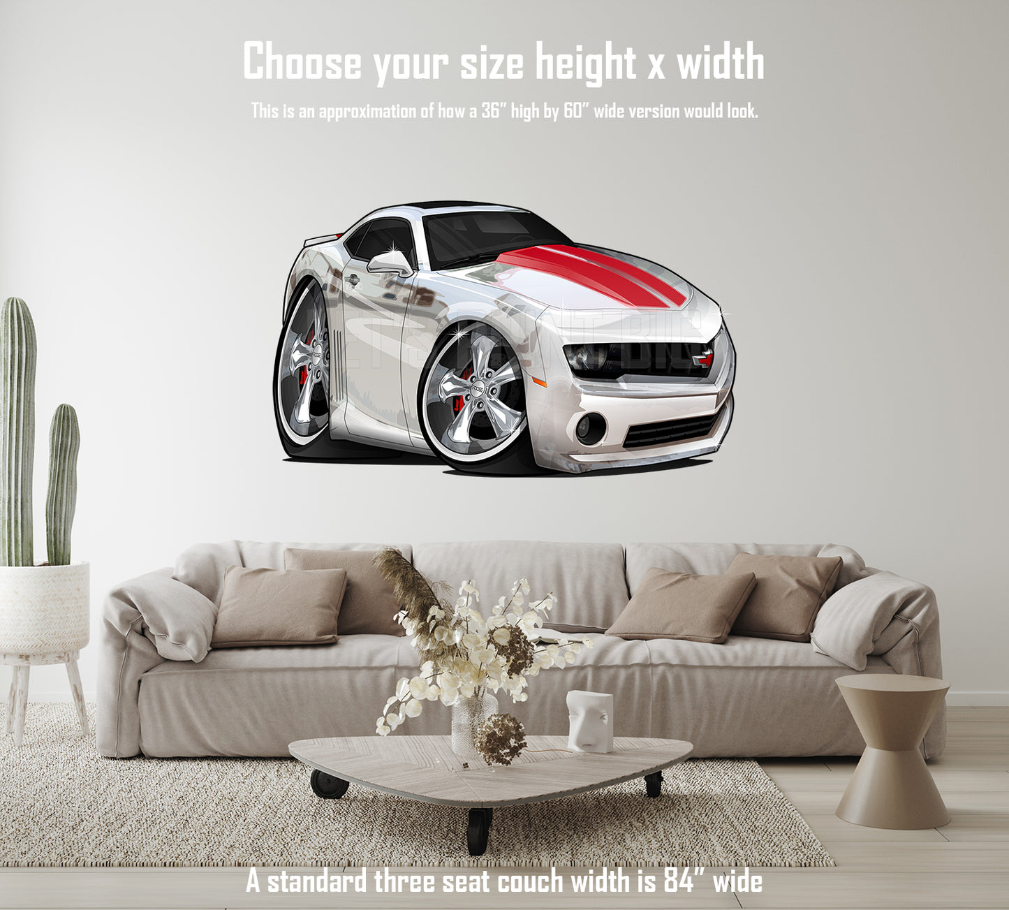 Car Art 5th Generation Camaro Chrome Vinyl Wrapped Cartoon Wall Decal