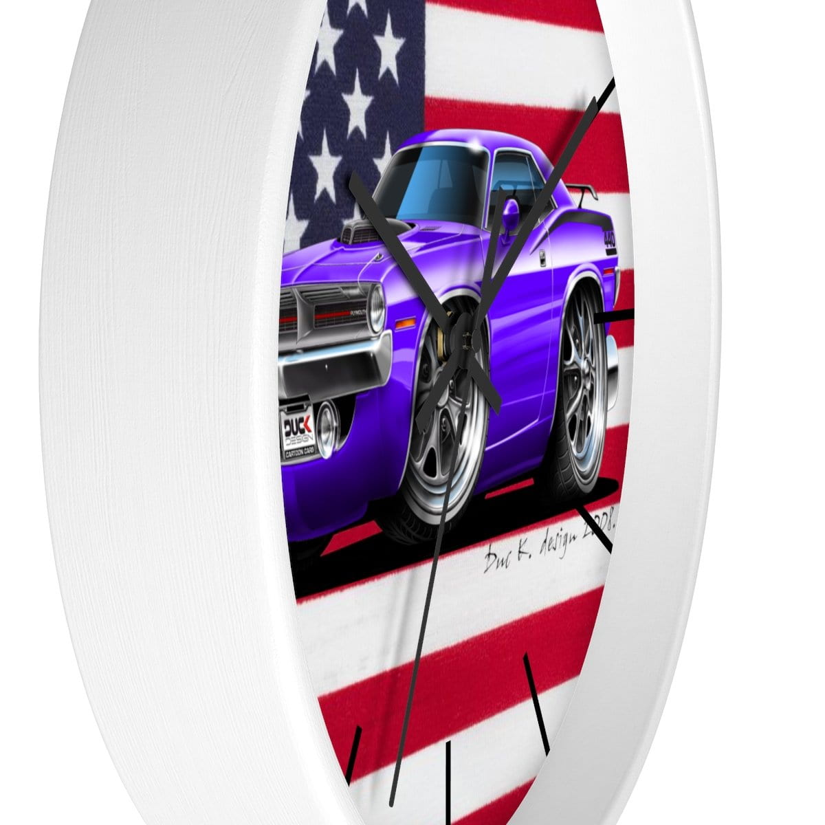 1970 Plymouth Cuda American Flag Wall clock