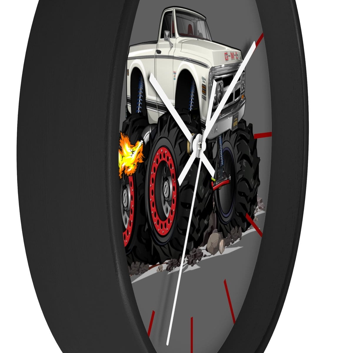 1972 GMC 4x4 Pickup Monster Truck with Rocks Car Art Wall clock