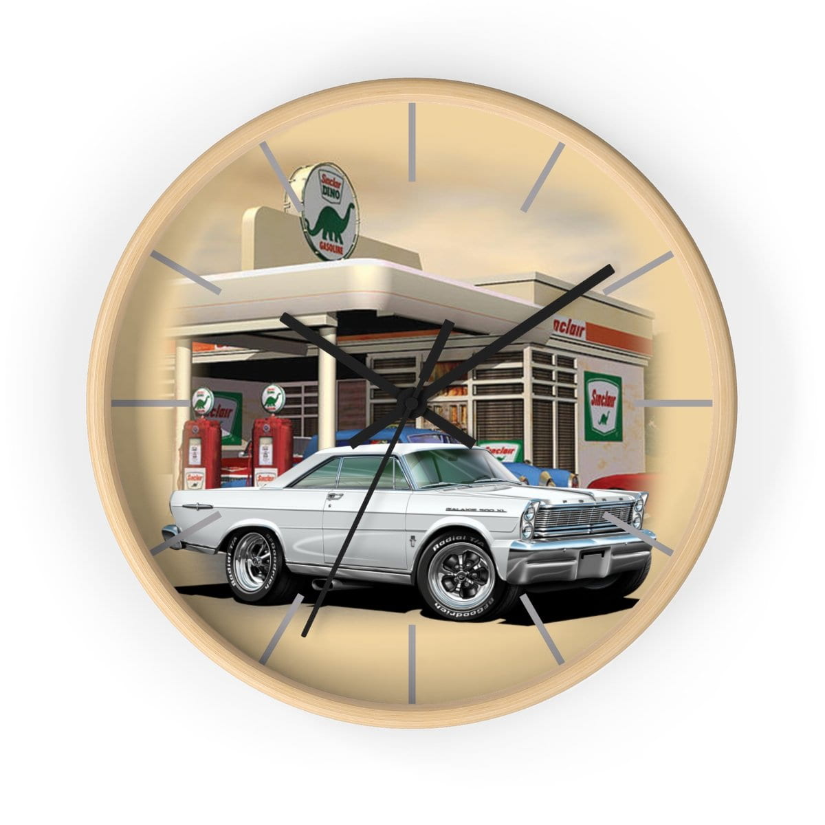 1965 Galaxie Gas Station muscle car art Wall clock