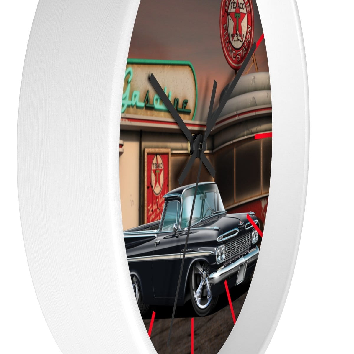1959 El Camino Old Gas Station 2 Wall clock