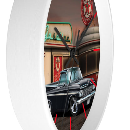 1959 El Camino Old Gas Station 2 Wall clock