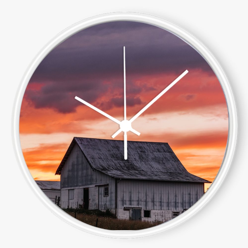 Barn Sunset 10 inch wall clock