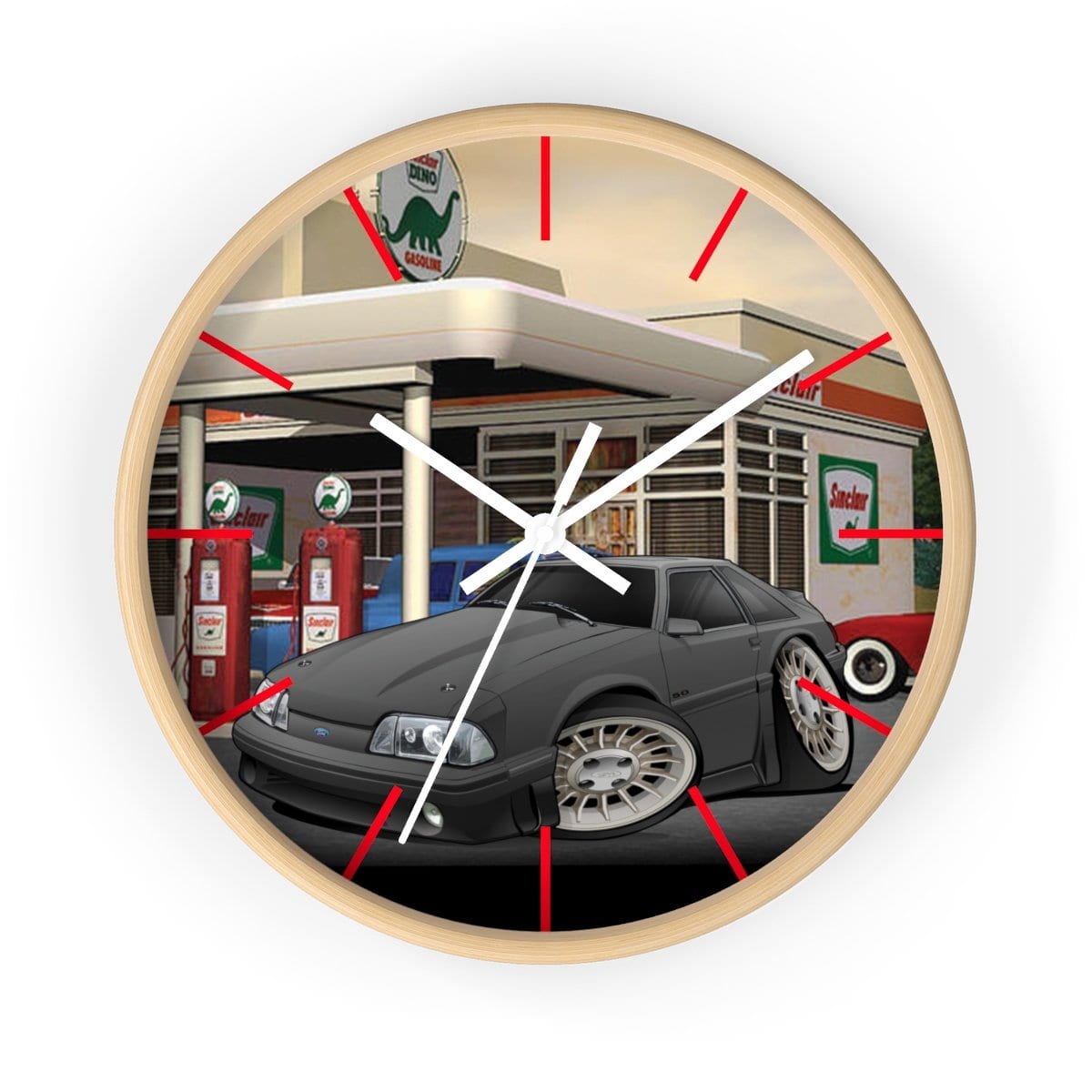 Fox Body Mustang Gas Station Wall clock