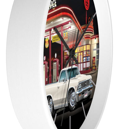 1966 El Camino Gas Station Route 66 Car Art Wall clock