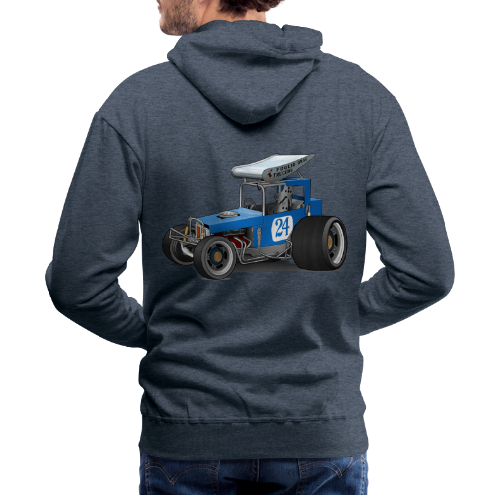 Blue Race Car Super Modified Car Art Men’s Premium Hoodie - heather denim