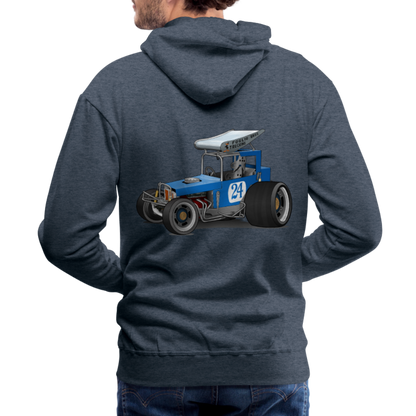 Blue Race Car Super Modified Car Art Men’s Premium Hoodie - heather denim
