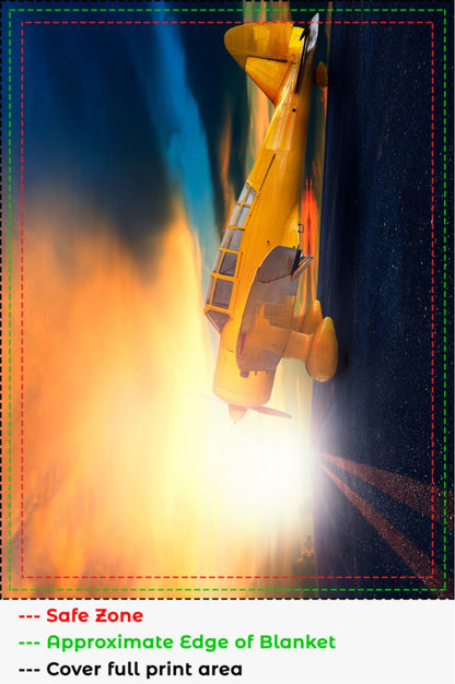 Road Biplane Sunset Blanket