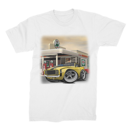 1st Generation Camaro Yellow Gas Station 2 Premium Jersey Men's T-Shirt