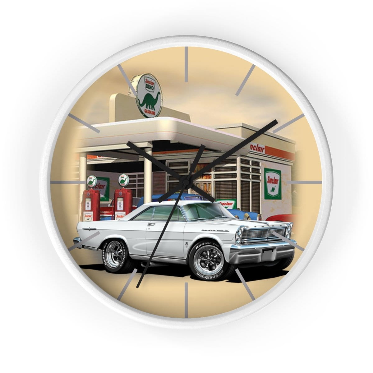 1965 Galaxie Gas Station muscle car art Wall clock