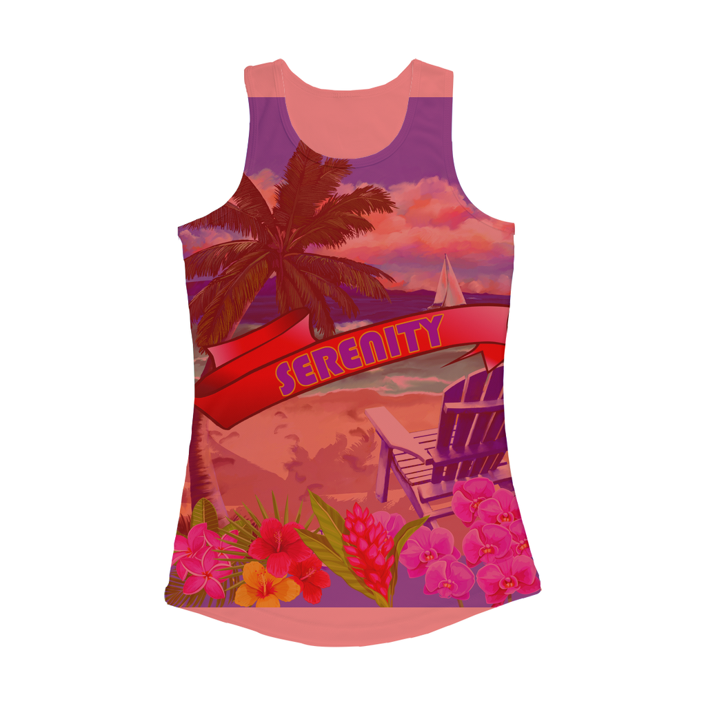Serenity Beach Banner Design Women Performance Tank Top
