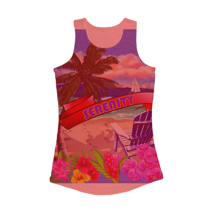 Serenity Beach Banner Design Women Performance Tank Top