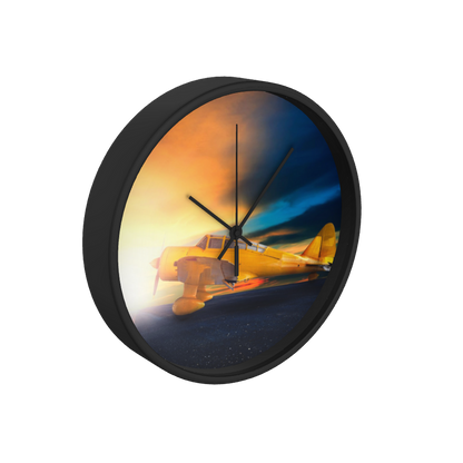 Road Biplane Sunset 10 inch wall clock