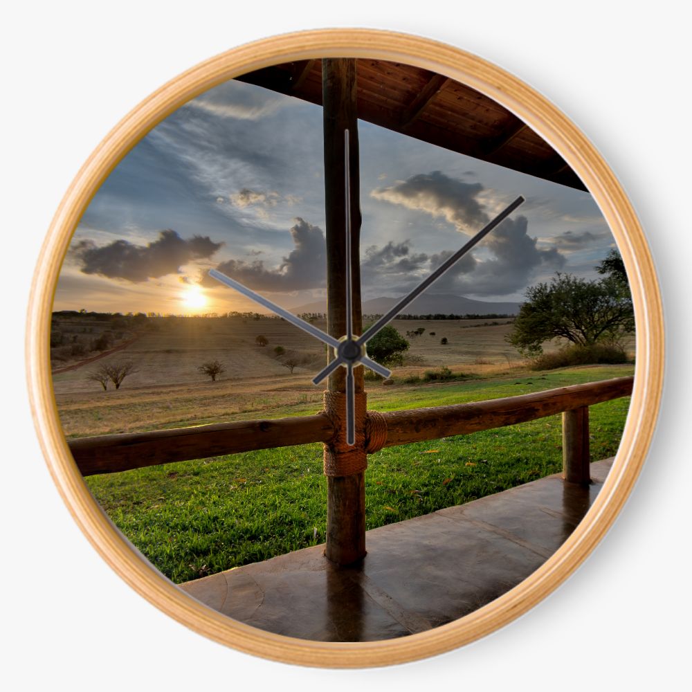 Cabin Sunset 10 inch wall clock