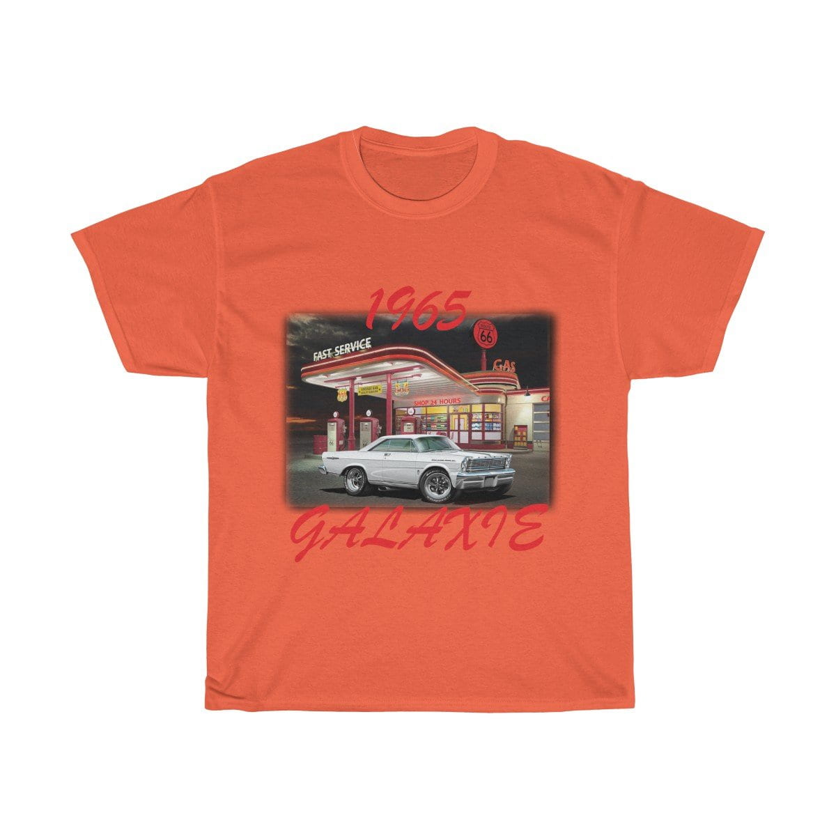 1965 Galaxie Muscle Car Art Route 66 Unisex Heavy Cotton Tee