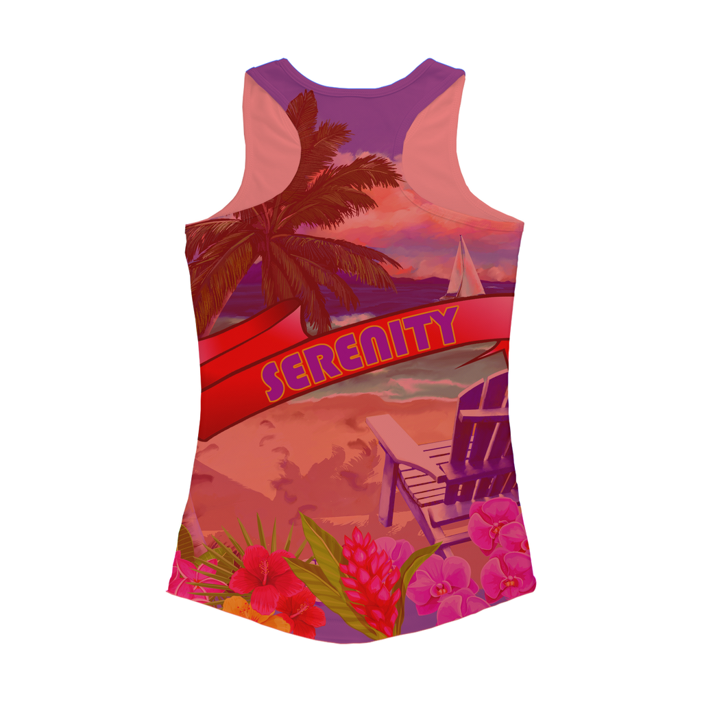 Serenity Beach Banner Design Women Performance Tank Top