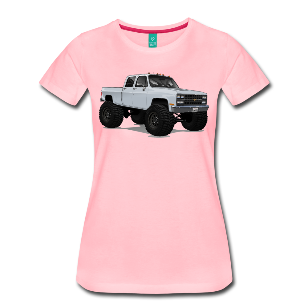 White Chevrolet 4x4 Crew Cab Pickup Truck Women’s Premium T-Shirt - pink