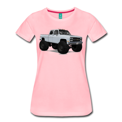 White Chevrolet 4x4 Crew Cab Pickup Truck Women’s Premium T-Shirt - pink