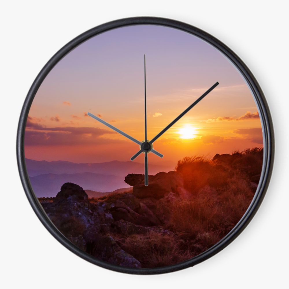 Sunset In the Mountains 10 inch wall clock