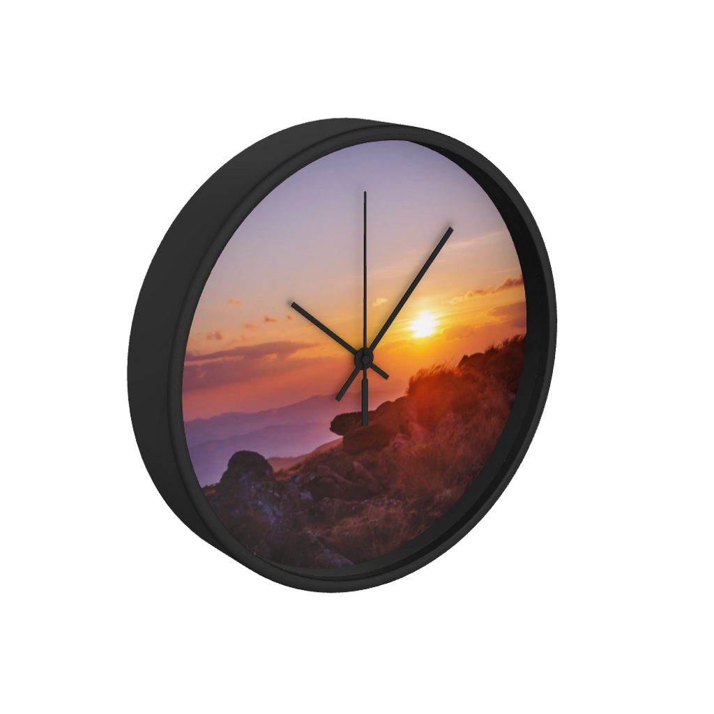 Sunset In the Mountains 10 inch wall clock