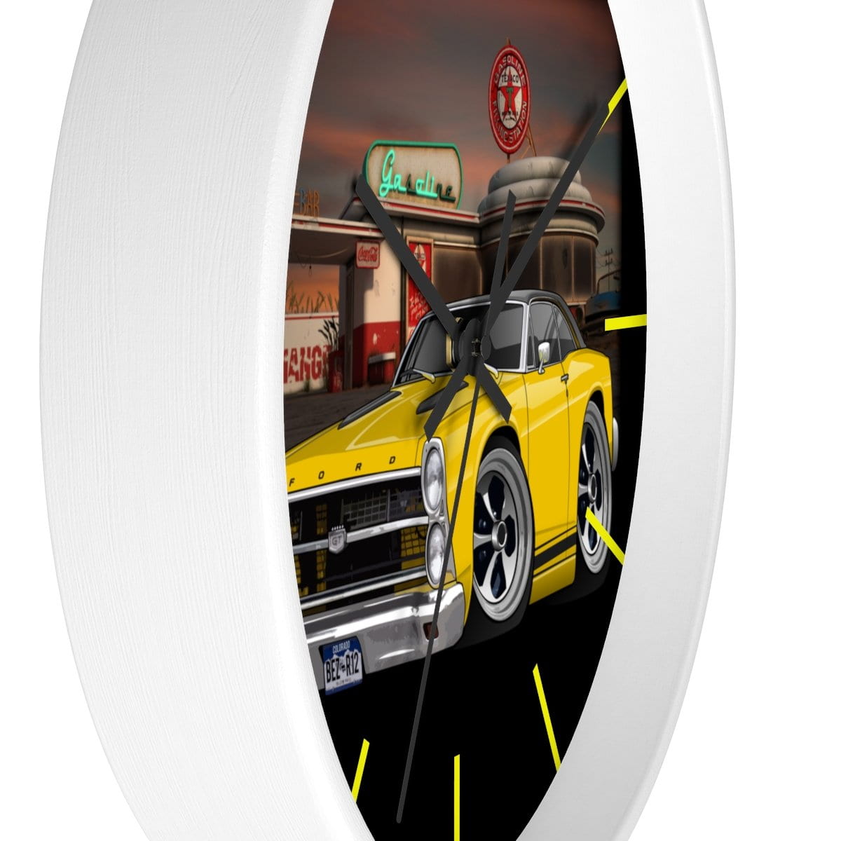 1967 Fairlane Gas Station Route 66 Wall clock