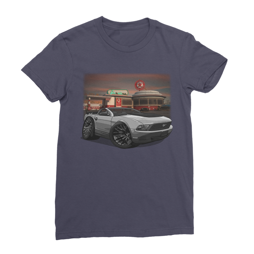 Convertible Mustang Gas Station 2 Premium Jersey Women's T-Shirt