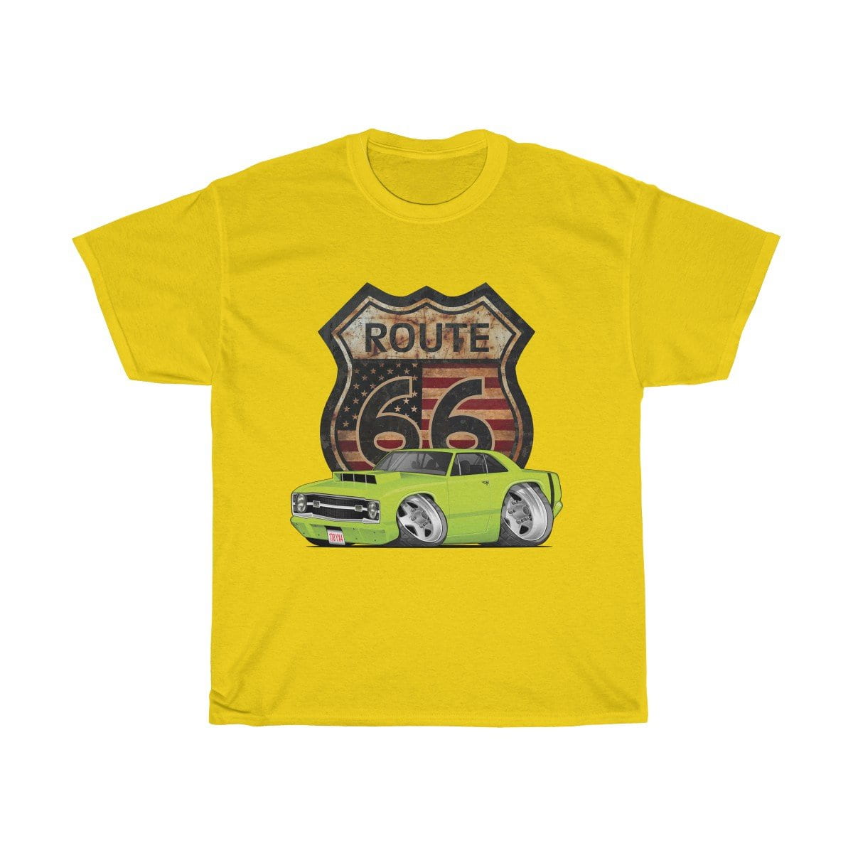1969 Dart Car Art Route 66 Unisex Heavy Cotton Tee