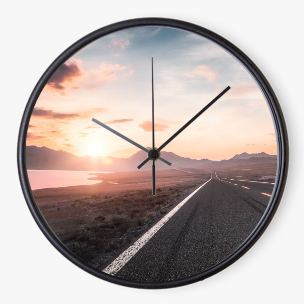 Lake and Road Sunset 10 inch wall clock