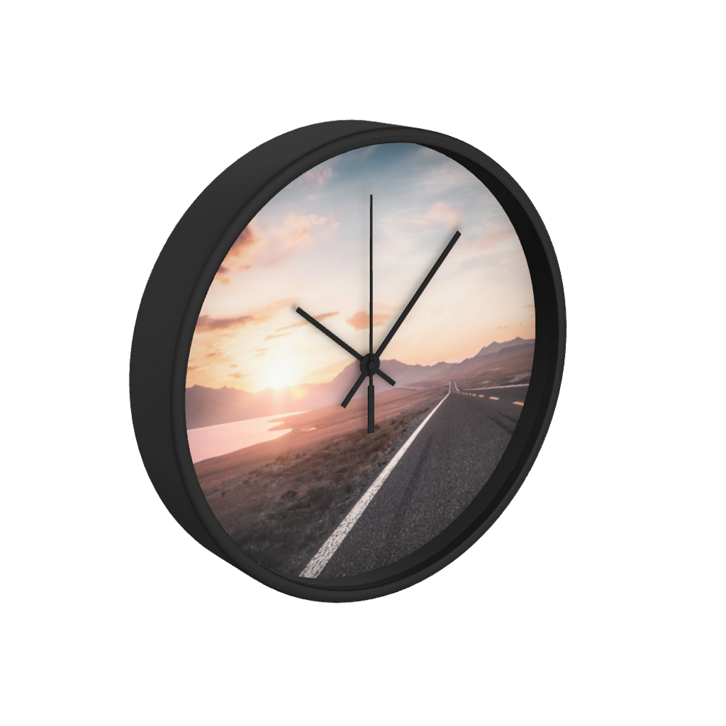 Lake and Road Sunset 10 inch wall clock