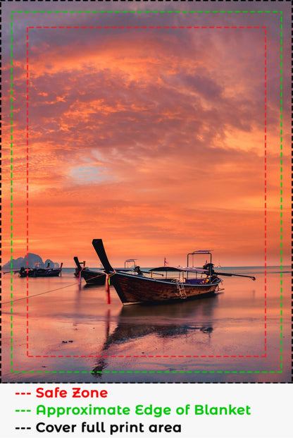 Boat Sunset Blanket