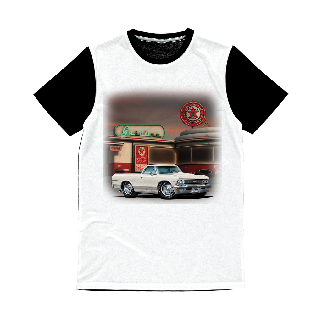 1966 El Camino Muscle Car Art Diner Classic Sublimation Panel T-Shirt