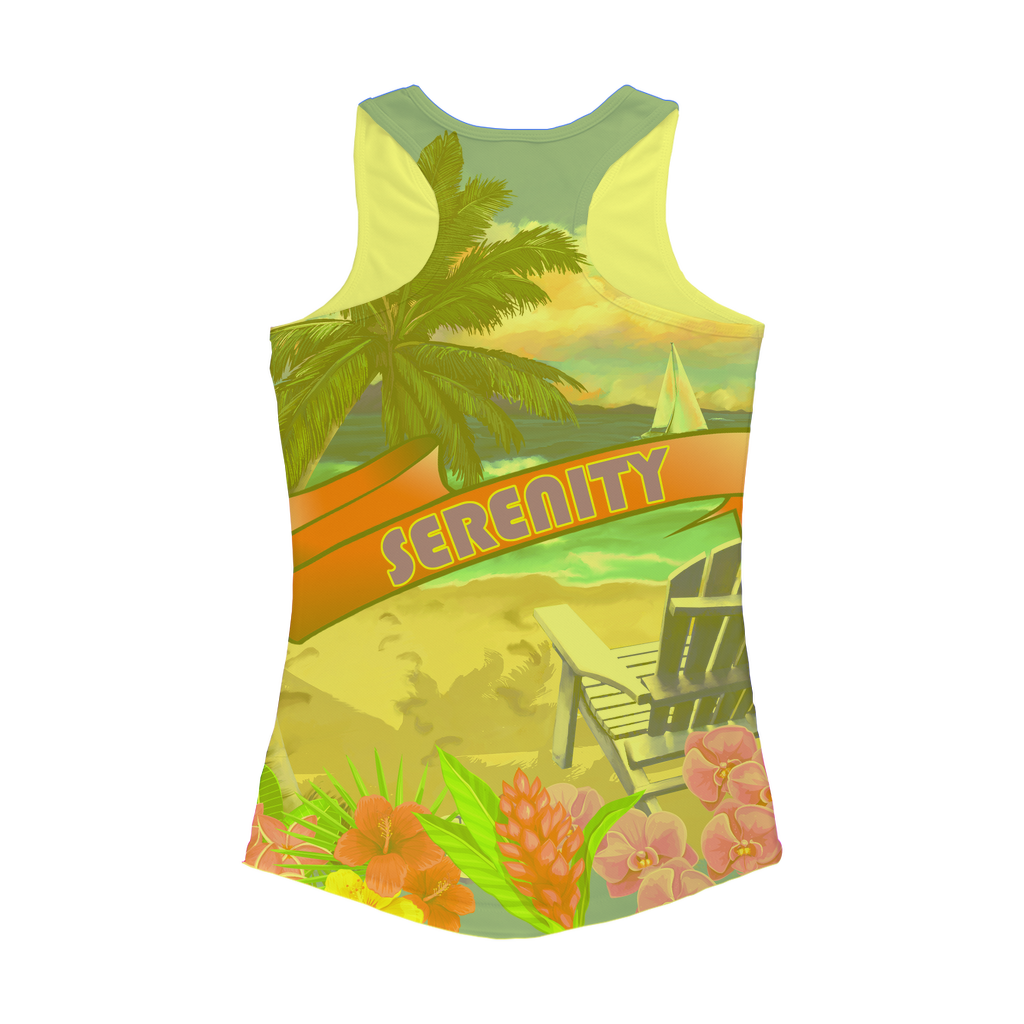 Serenity Beach Banner Design Women Performance Tank Top