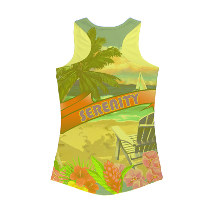 Serenity Beach Banner Design Women Performance Tank Top