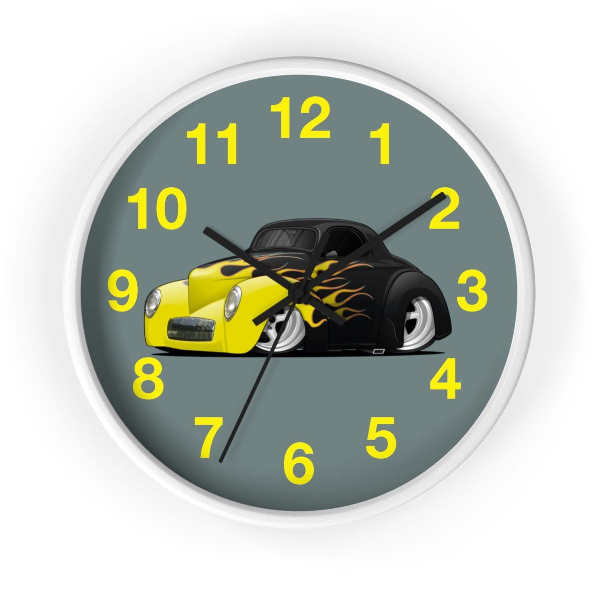 Yellow Flames Coupe Wall clock