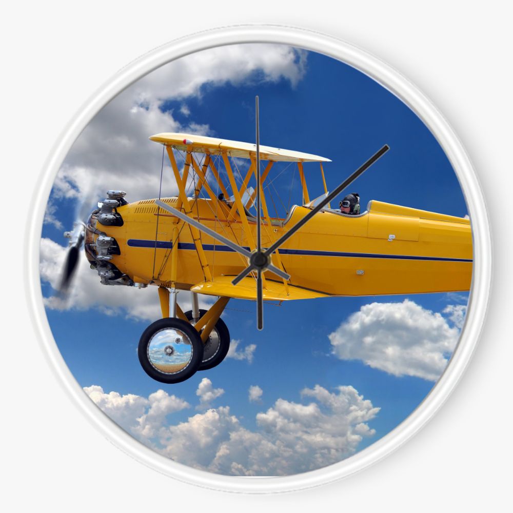 Stearman Biplane 10 inch wall clock