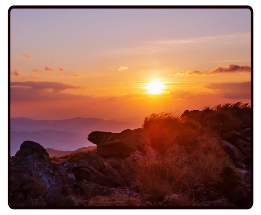 Sunset In the Mountains Desk Mat