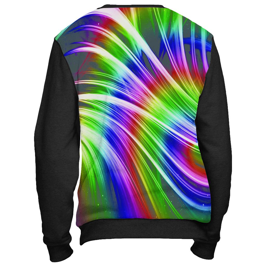 Rainbow Design Sweatshirt Cut and Sew All Over Print Black