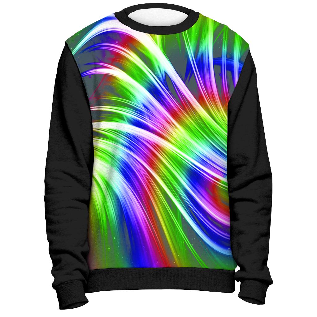 Rainbow Design Sweatshirt Cut and Sew All Over Print Black