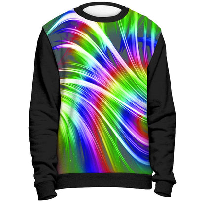Rainbow Design Sweatshirt Cut and Sew All Over Print Black