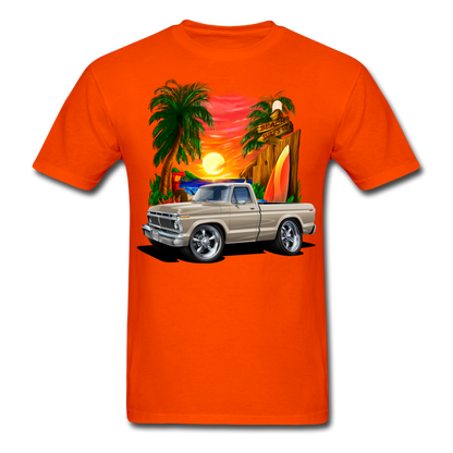 1974 Ford F100 Pickup Truck Beach Car Art Men's T-Shirt - orange