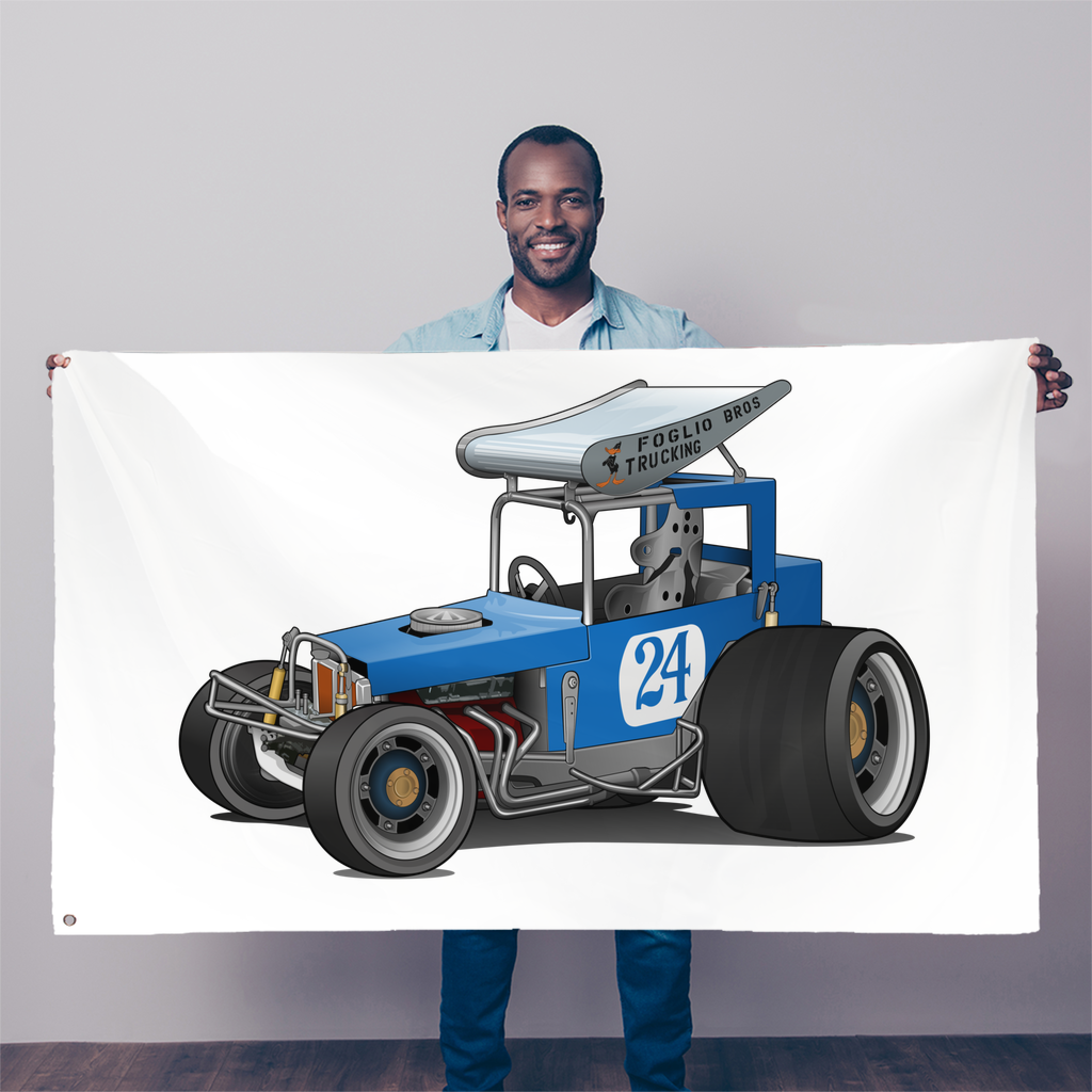 Blue Race Car Super Modified Sublimation Flag