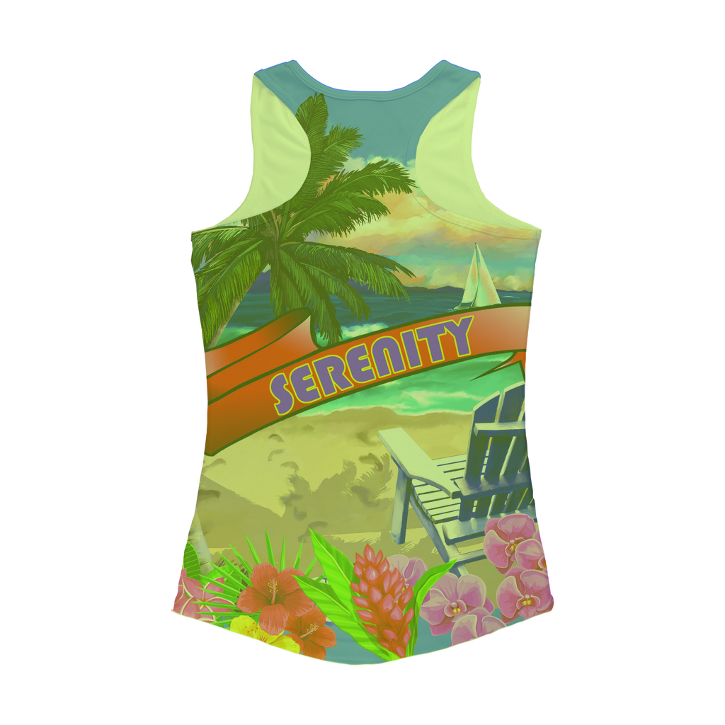 Serenity Beach Banner Design Women Performance Tank Top