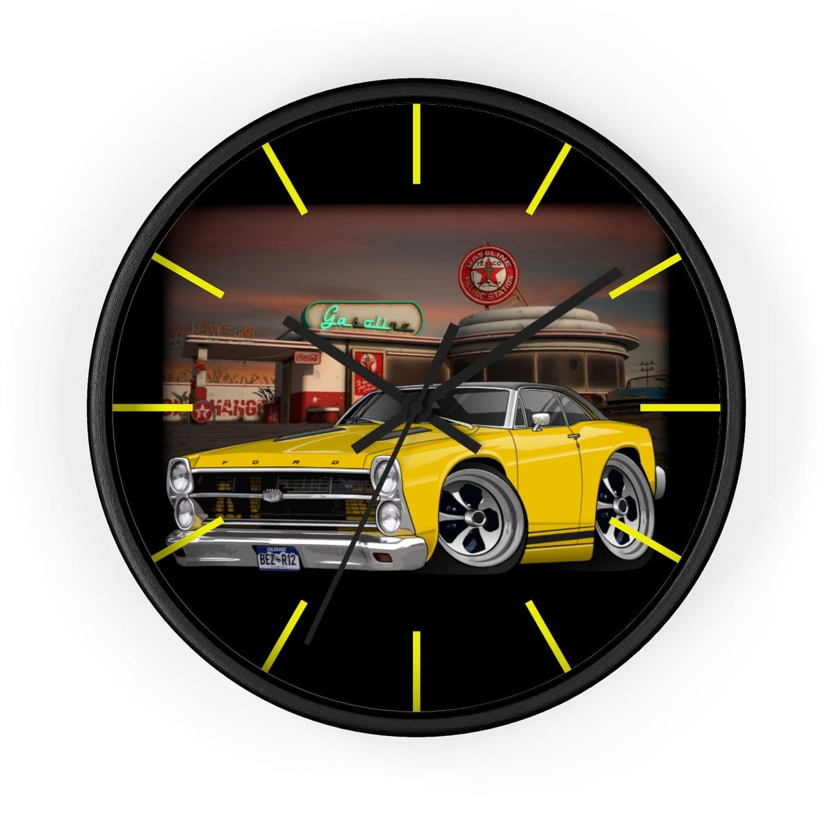 1967 Fairlane Gas Station Route 66 Wall clock